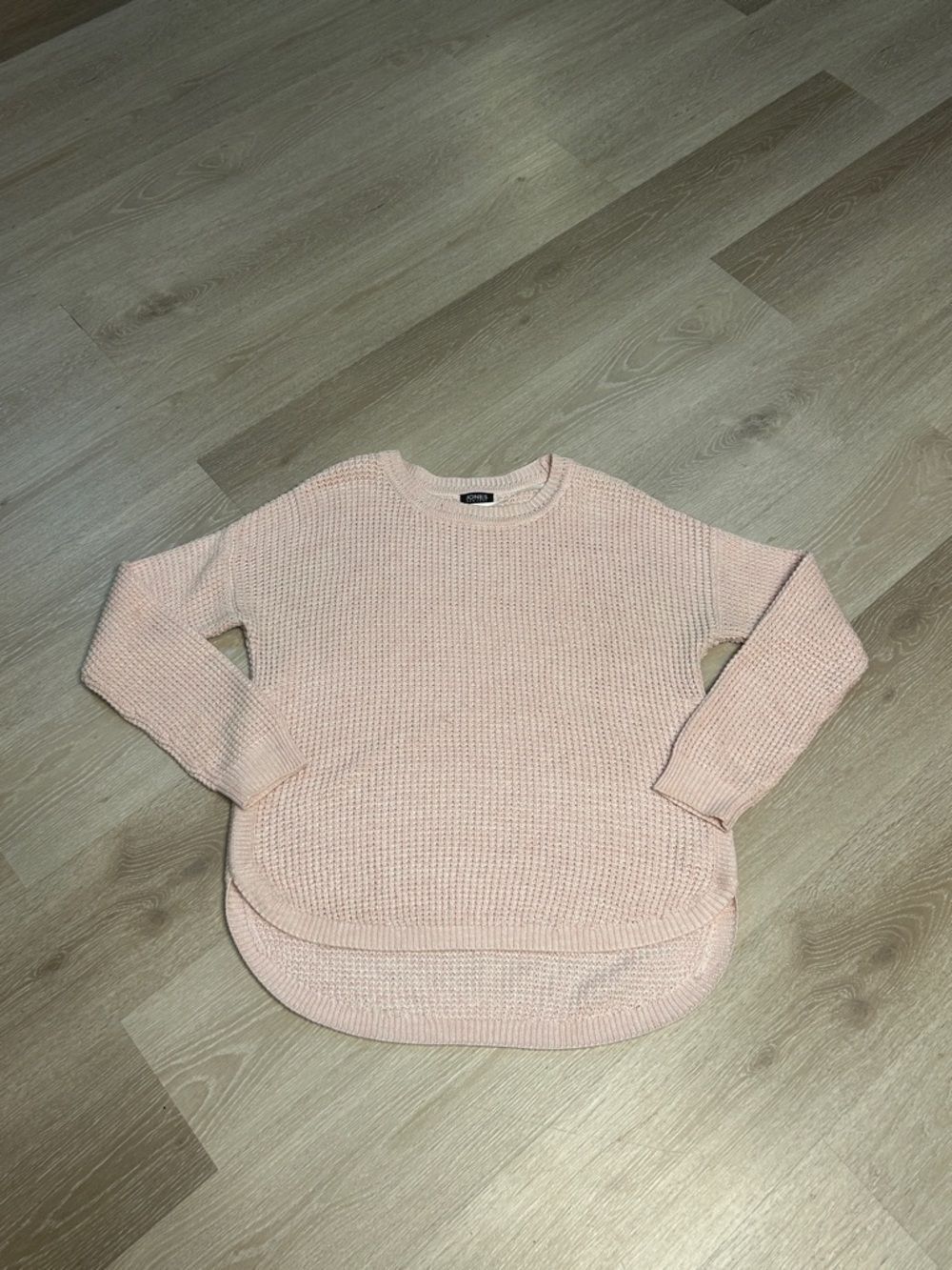 Jones New York Crew Neck Pink Round-Hem High Low Knit Sweater sz Large